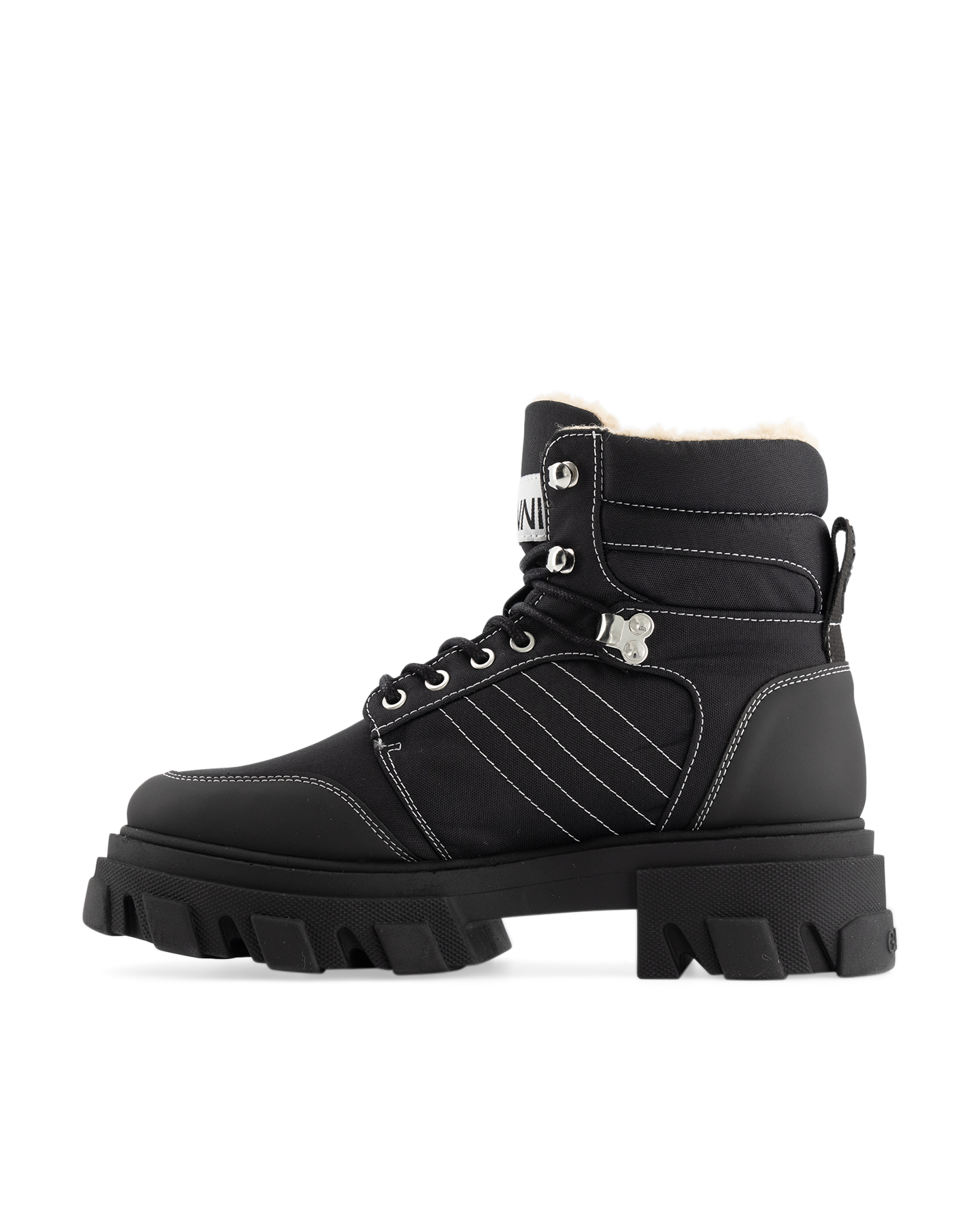 Ganni Cleated Lace Up Hiking Boot BLACK 4