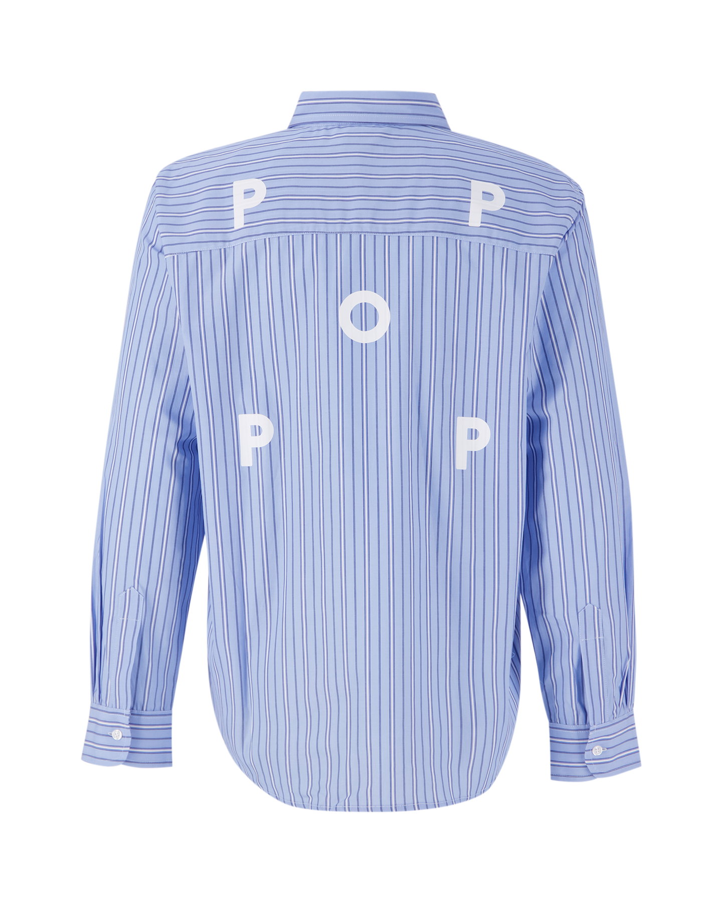 POP Trading Company Striped Logo Shirt BLAUW 1