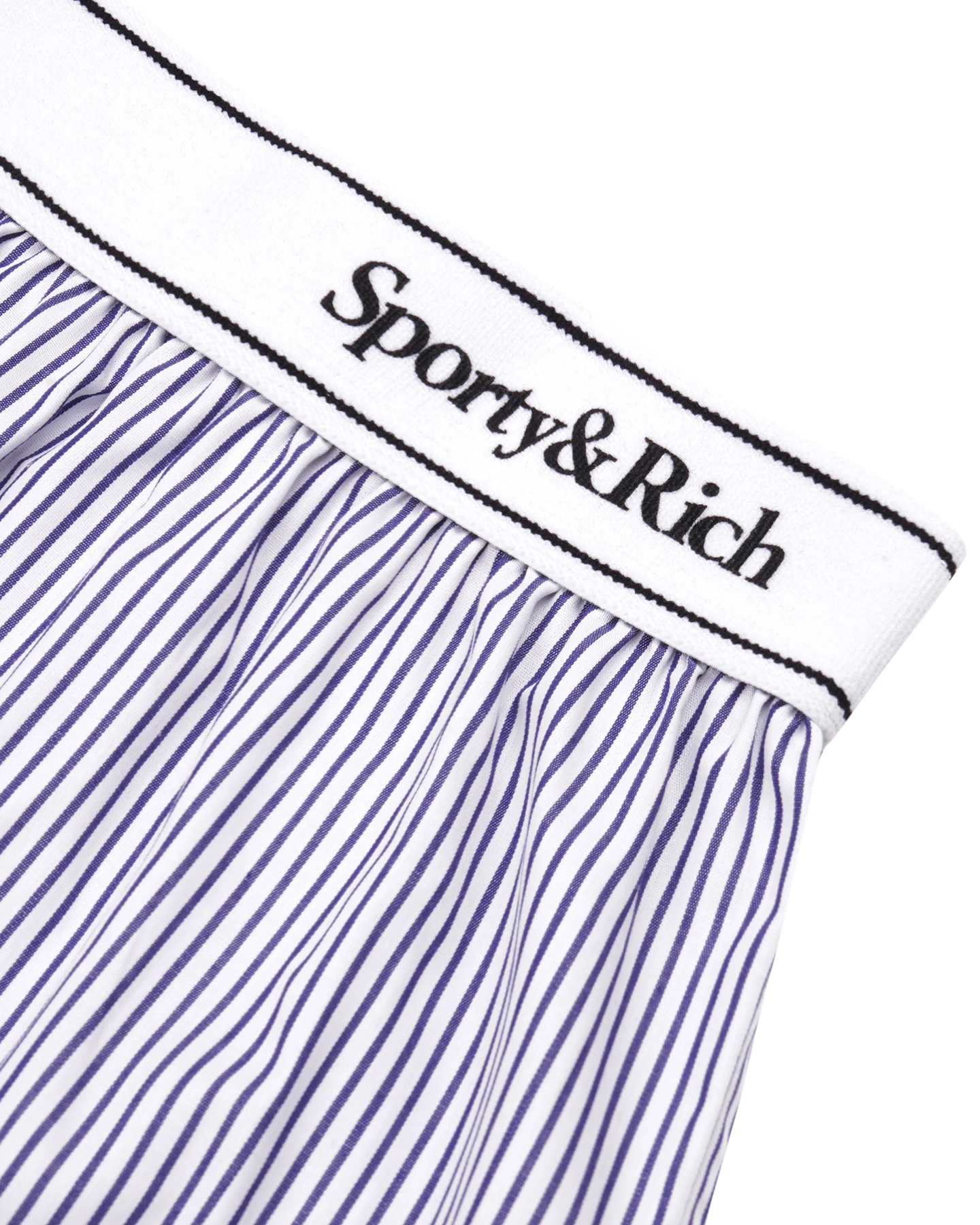 Sporty & Rich Serif Logo Boxer Shorts White/Navy Thin Stripe WIT 3