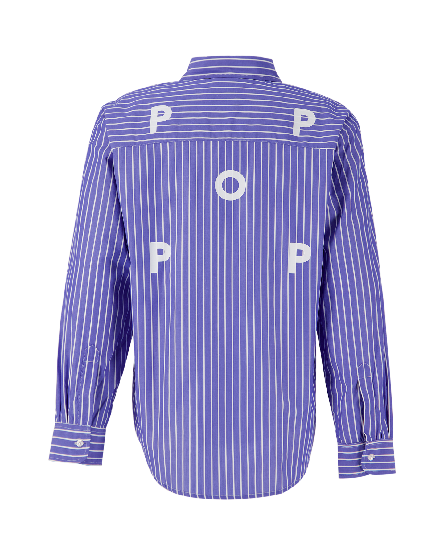 POP Trading Company Logo Striped Shirt BLAUW 1