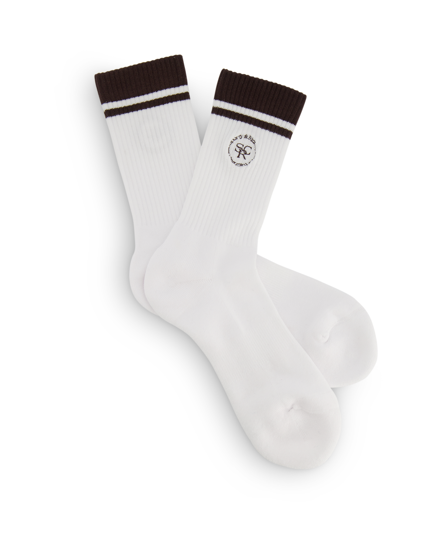 Sporty & Rich Srhwc Embroidered Socks White/Chocolate WIT 2