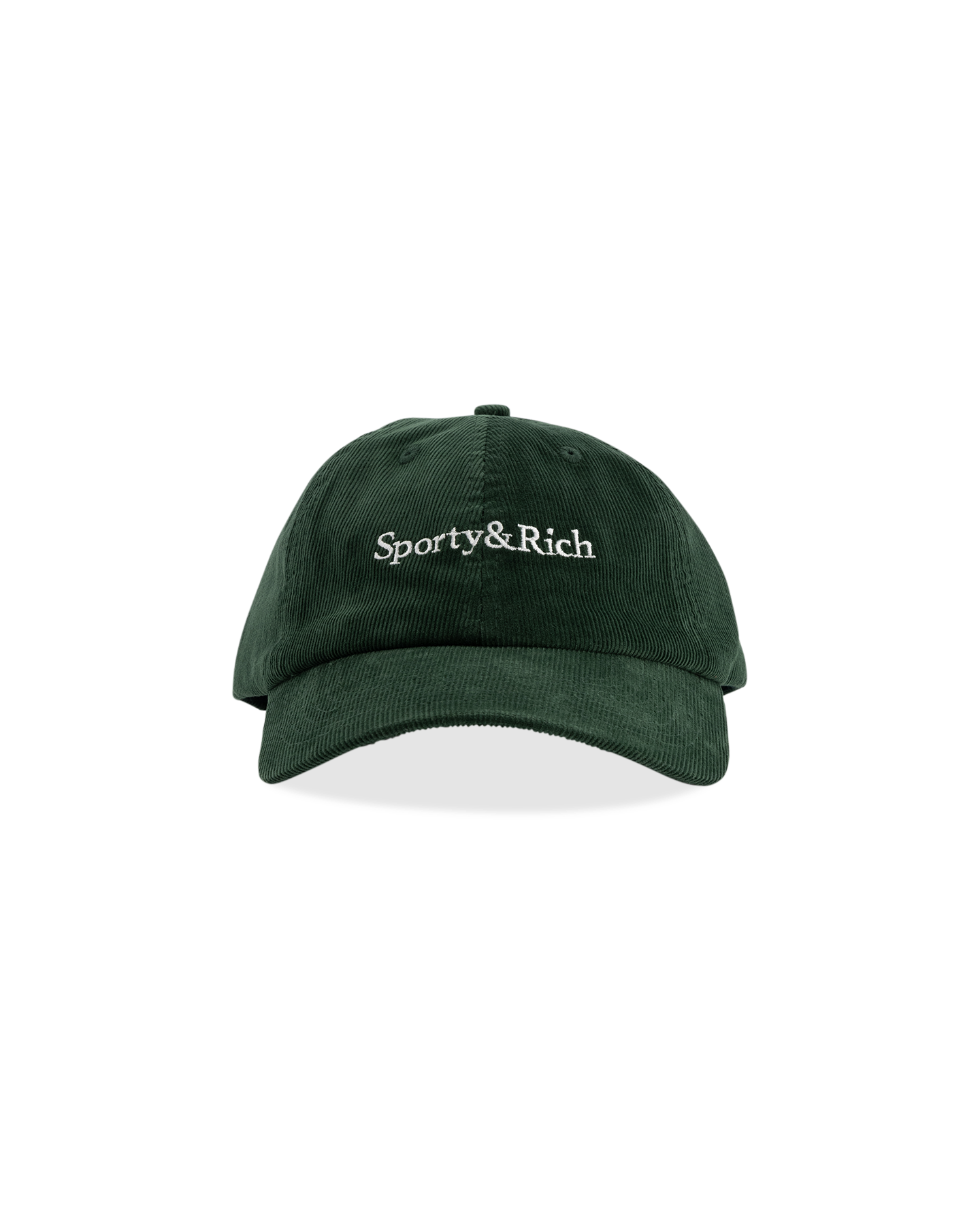 Sporty & Rich Serif Logo Corduroy Hat GREEN 2