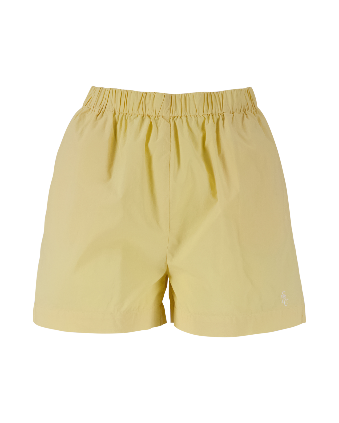 Sporty & Rich Src Embroidered Poplin Shorts Almond/White GEEL 1