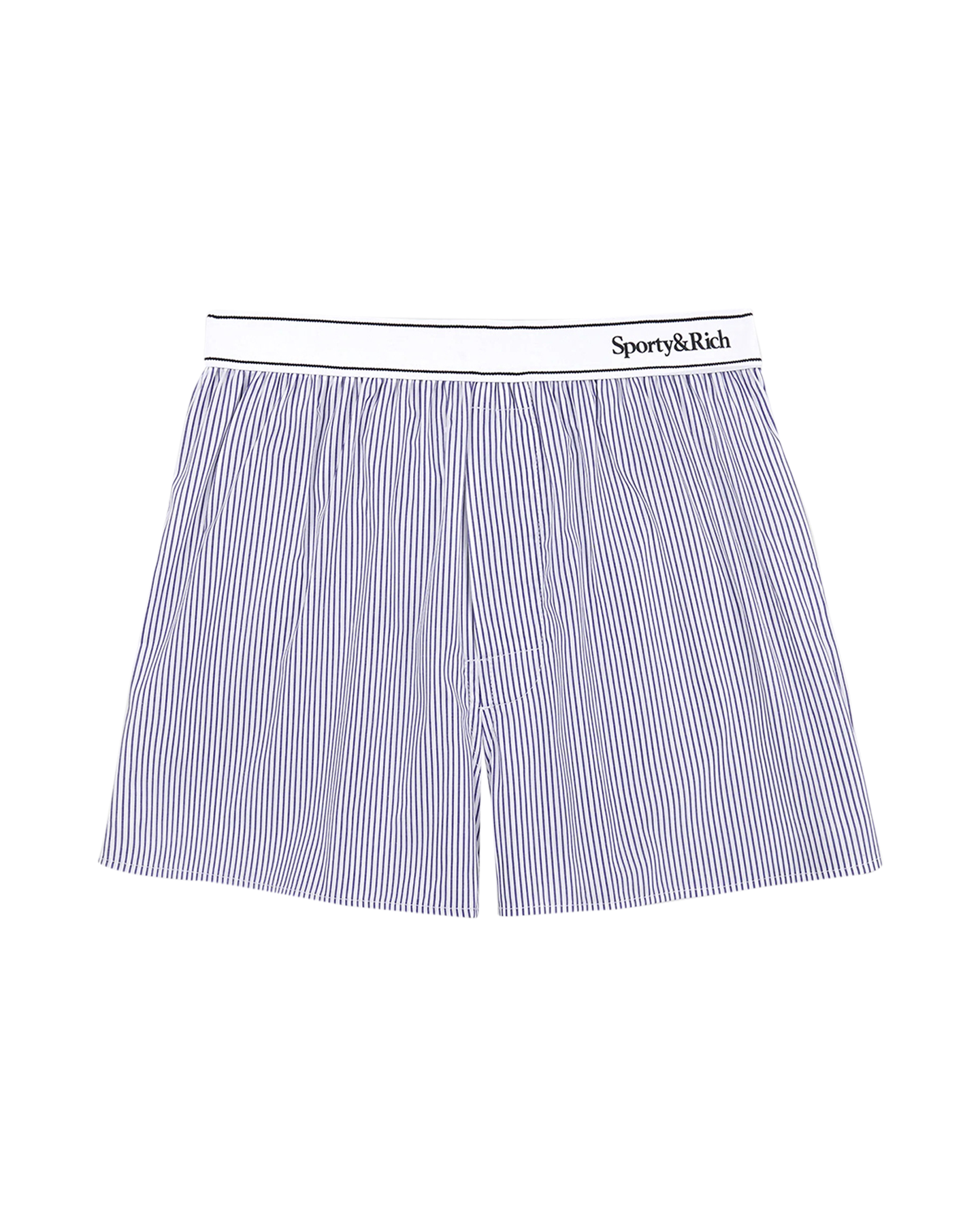 Sporty & Rich Serif Logo Boxer Shorts White/Navy Thin Stripe WIT 1